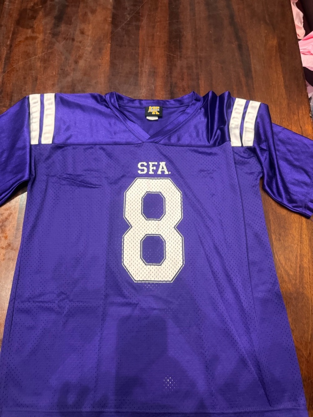 Team Apparel Purple SFA #8 Kids/small adult Jersey - Go Jacks!